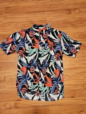 Hurley XL Men's Black Tropical Print Short Sleeve Shirt